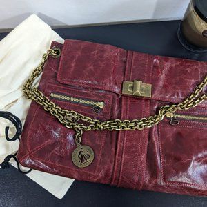 SOLD Lanvin Cushion Hero Crossbody Bag in Burgundy Leather with Chain Strap